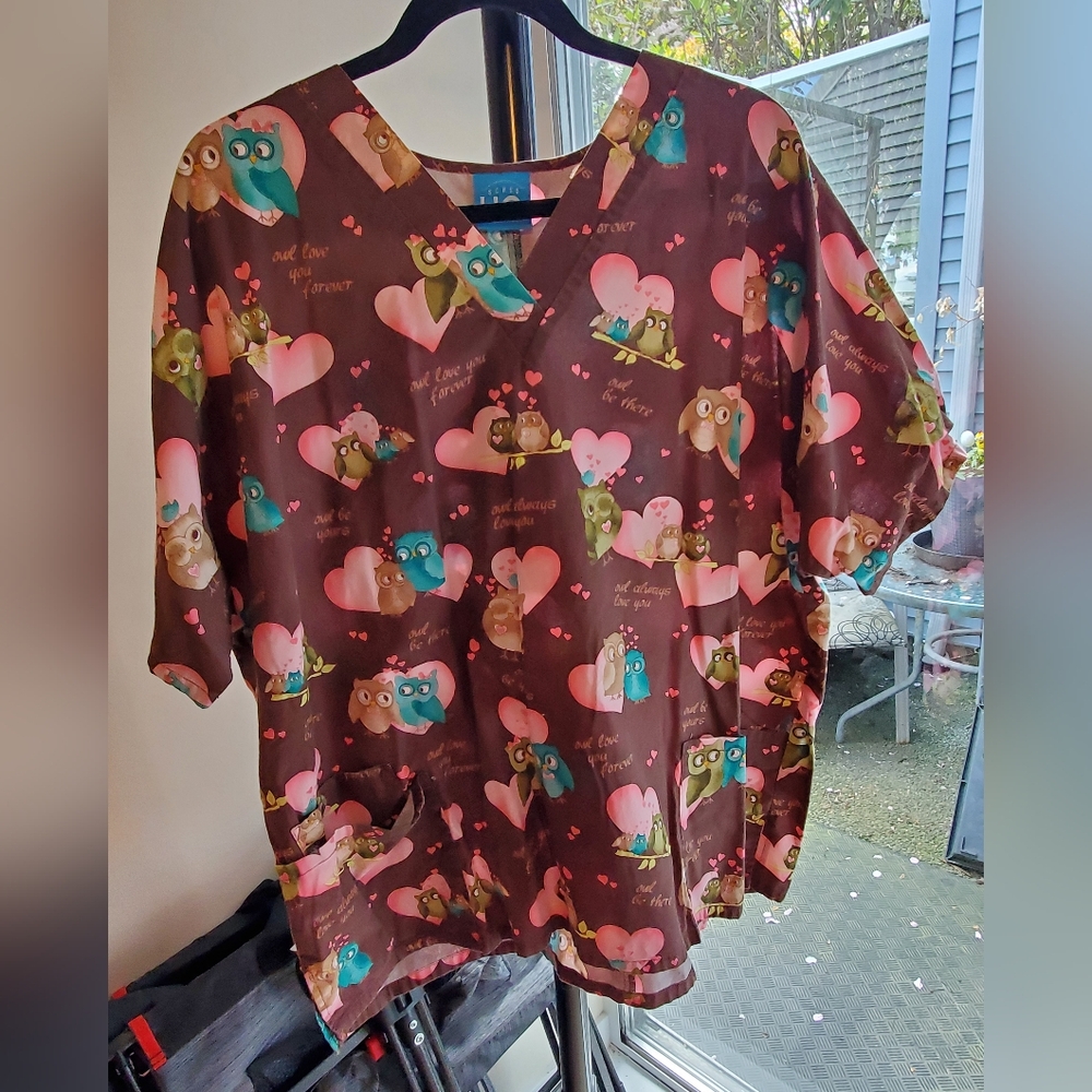 Brown Owl and Heart Patterned Shirt